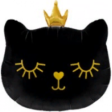 Шар фольгированный голова кошки "Принцесса черная" 75 см.